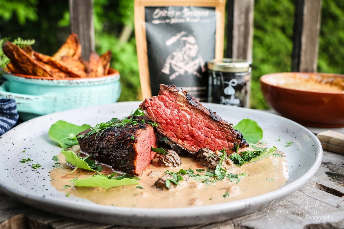 Bavette sauce ail noir aux morilles